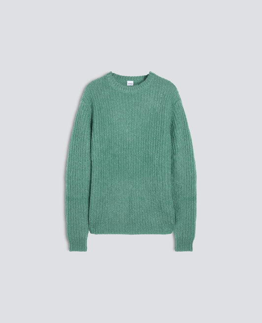 RIBBED MOHAIR AND WOOL CREW-NECK KNIT - VERDE - ASPESI