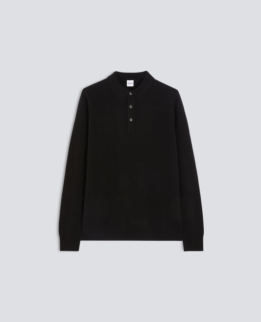 CASHMERE AND WOOL POLO - BLACK - ASPESI