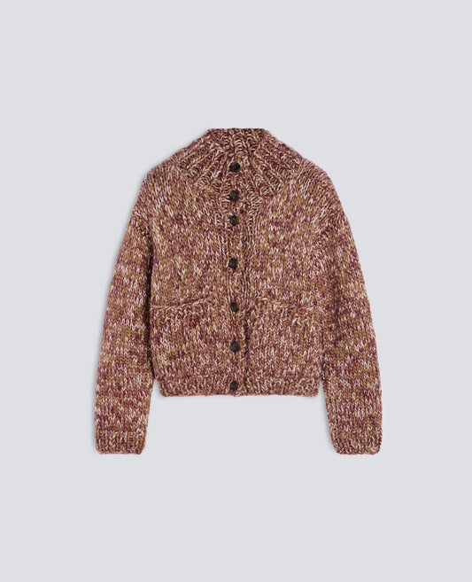 CARDIGAN FAIT MAIN EN LAINE VIERGE ET MOHAIR - BEIGE - ASPESI