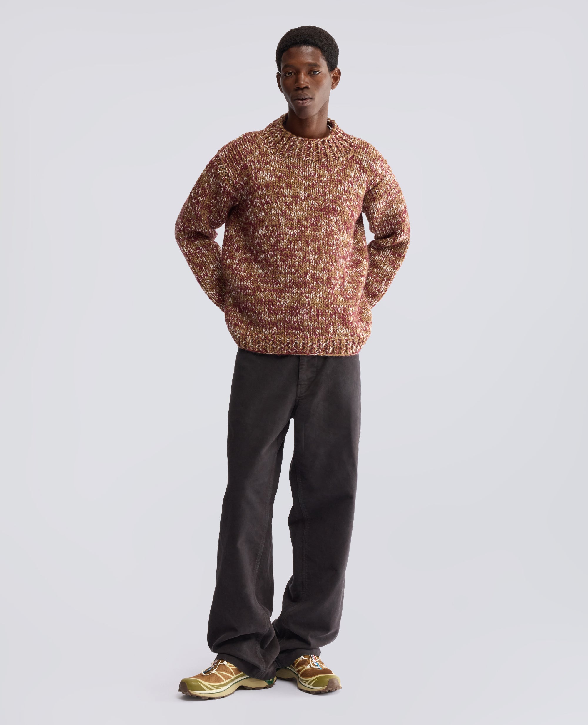 HANDMADE VIRGIN WOOL AND MOHAIR HIGH CREW-NECK KNIT - BEIGE - ASPESI