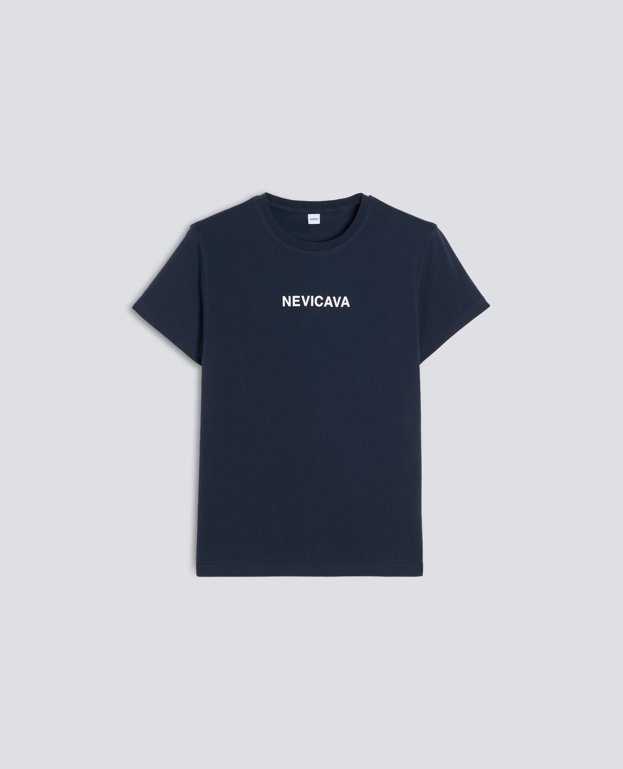 T-SHIRT IN COTONE CON STAMPA -NEVICAVA- - BLU - ASPESI
