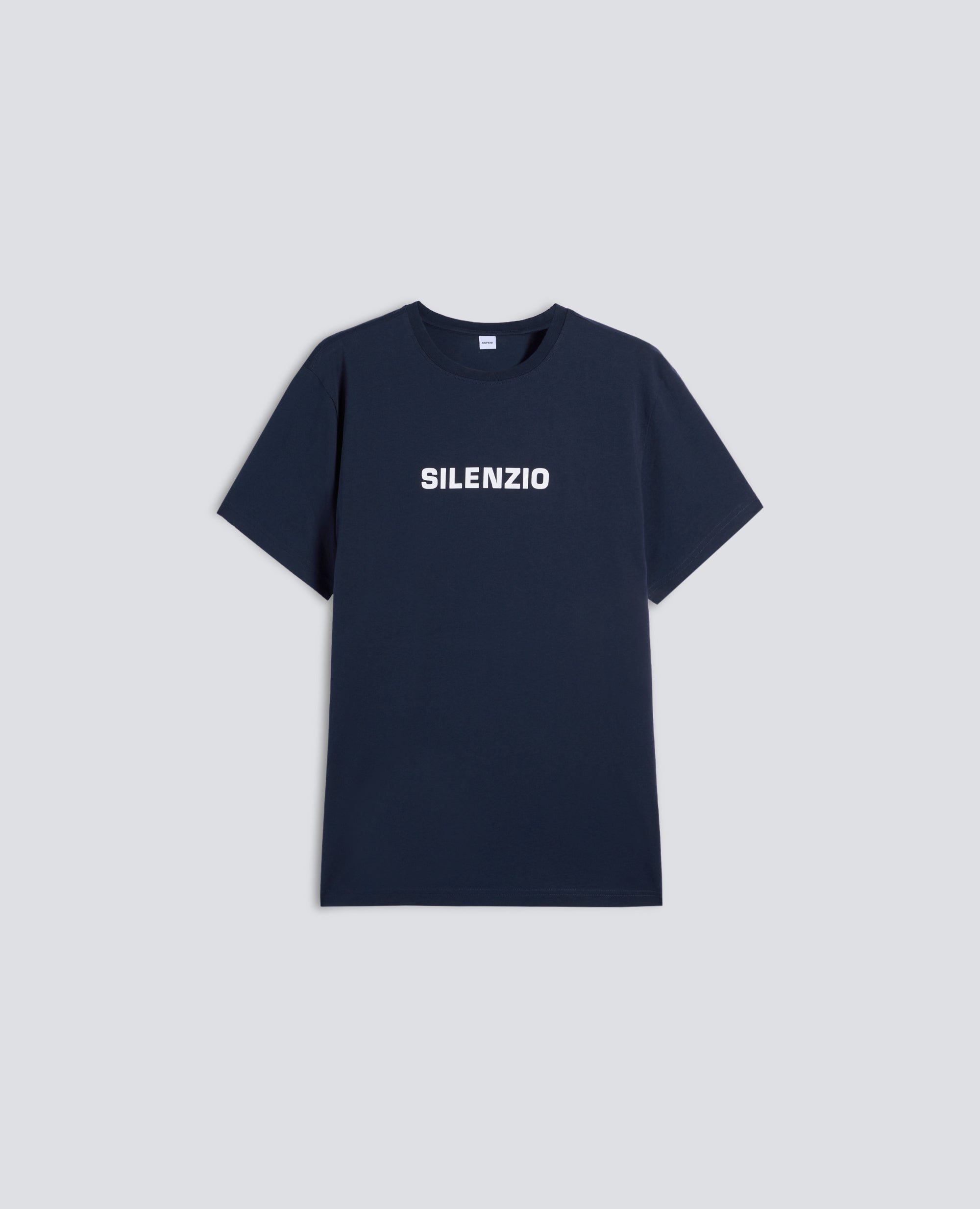 CAMISETA DE JERSEY DE ALGODON CON ESTAMPADO <SILENZIO> - BLU - ASPESI