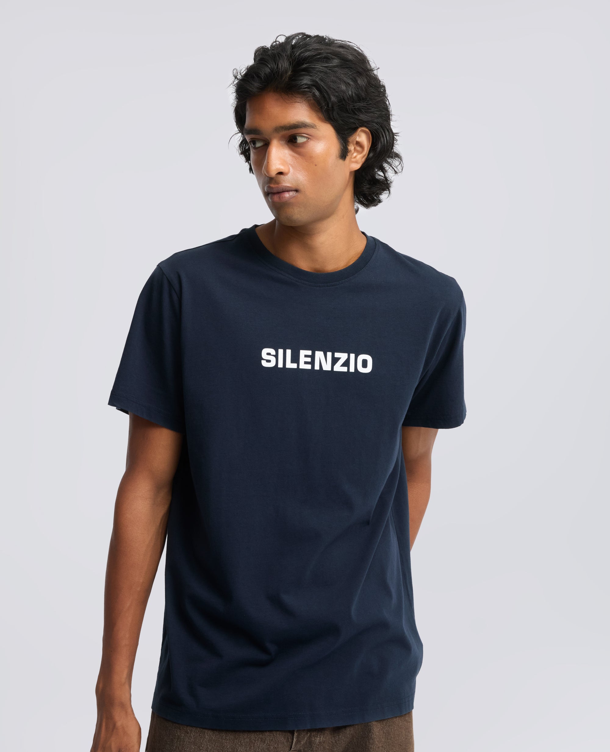 CAMISETA DE JERSEY DE ALGODON CON ESTAMPADO <SILENZIO> - BLU - ASPESI