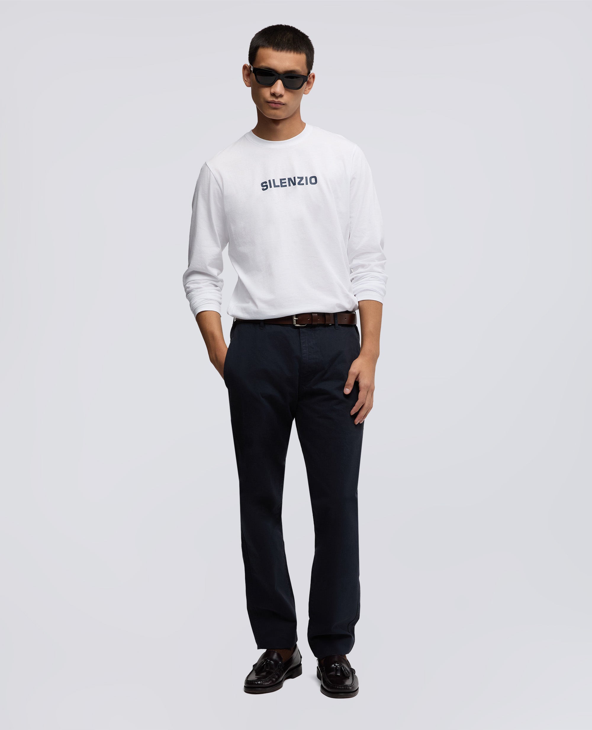 T-SHIRT SILENZIO AMANCHES LONGUES EN JERSEY DE COTON - BIANCO - ASPESI
