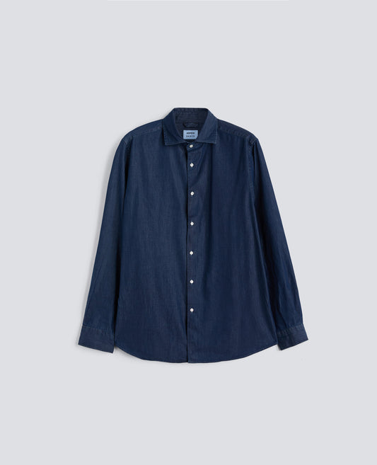 T-SHIRT VIC MICRO SERGE PAR CHAMBRAY - BLU - ASPESI
