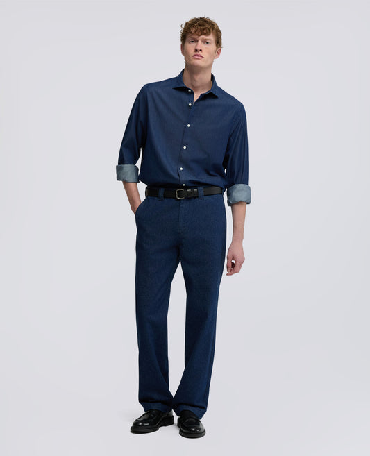 T-SHIRT VIC MICRO SERGE PAR CHAMBRAY - BLU - ASPESI