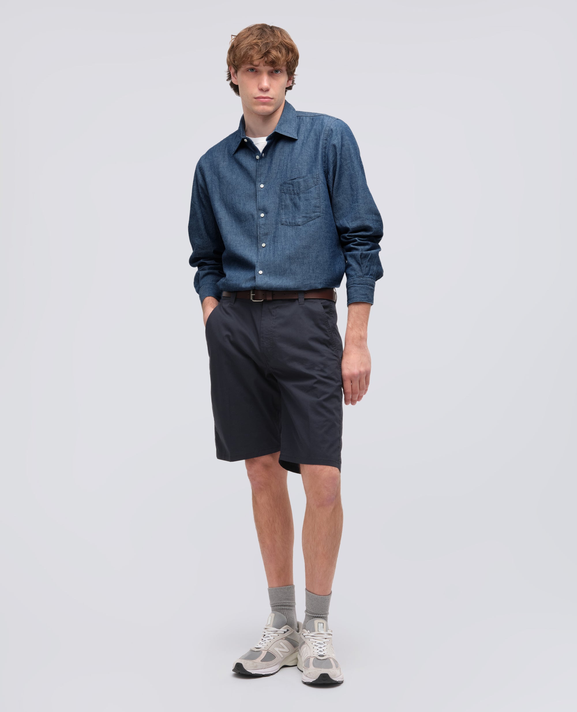 CAMICIA IN CHAMBRAY DI COTONE GIAPPONESE - BLU - ASPESI