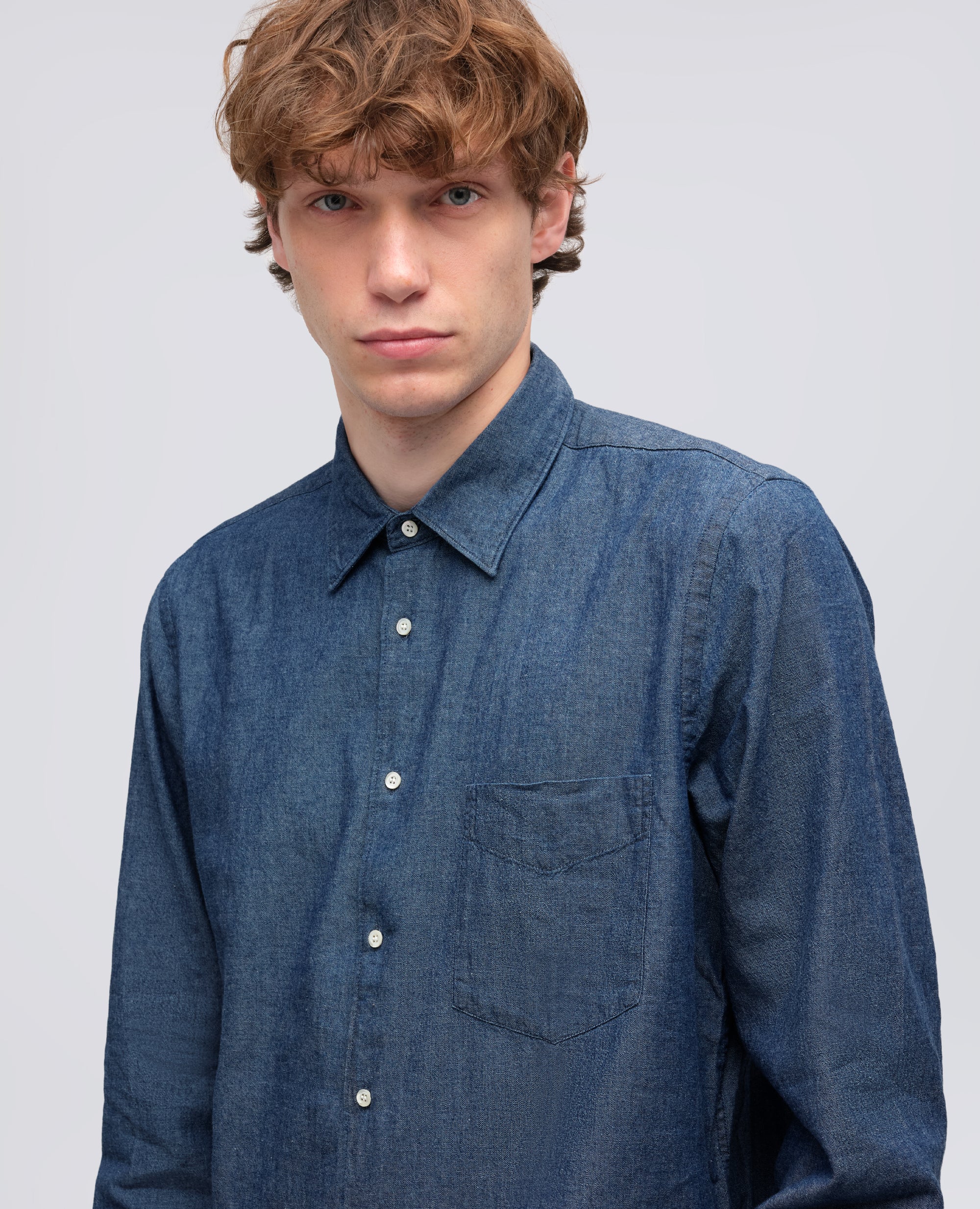 CAMICIA IN CHAMBRAY DI COTONE GIAPPONESE - BLU - ASPESI