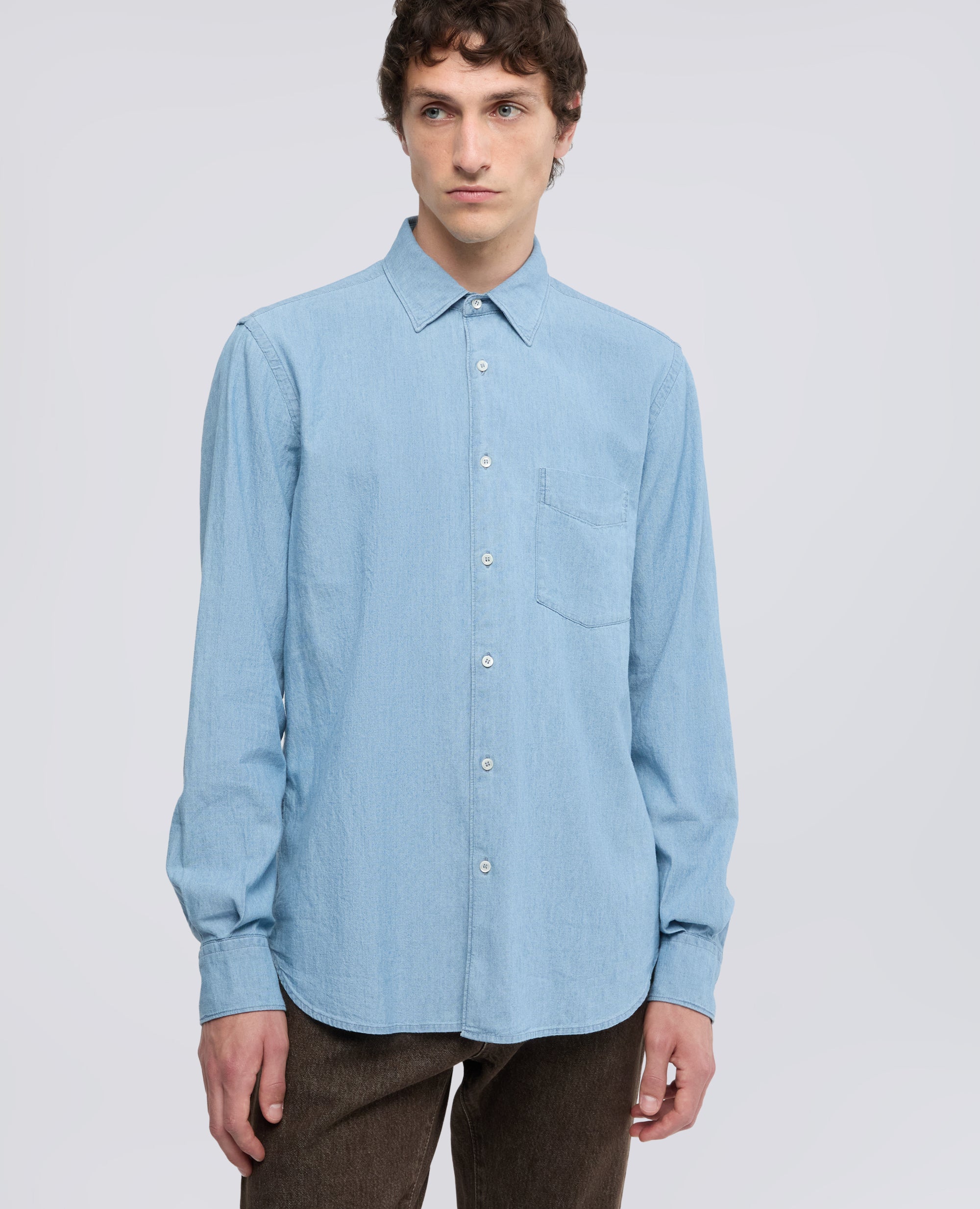 CAMICIA IN CHAMBRAY DI COTONE GIAPPONESE - BLU - ASPESI
