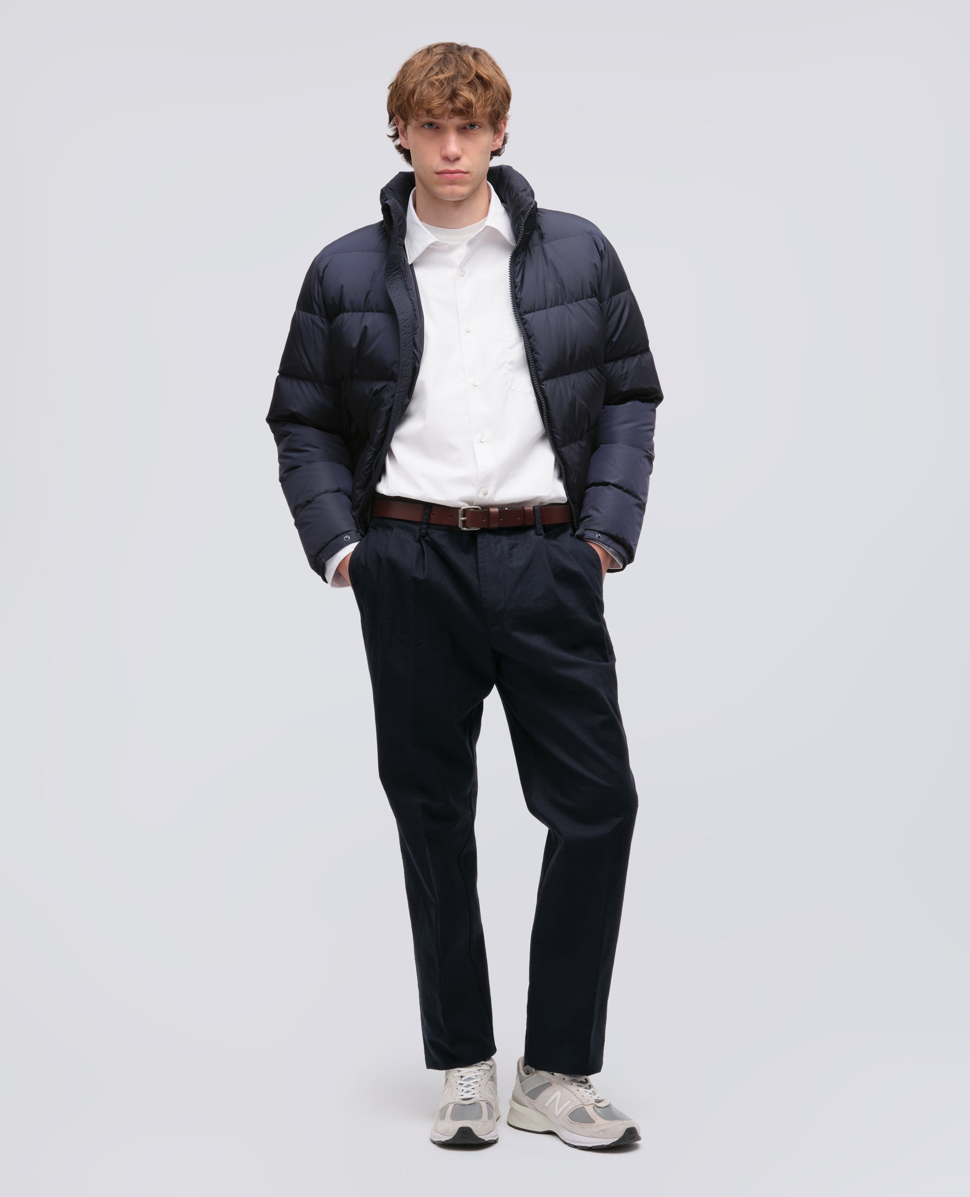 PANTALONE SLIM BANANA IN GABARDINA DI COTONE - BLU - ASPESI
