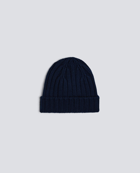 RIBBED WOOL BEANIE - BLU - ASPESI