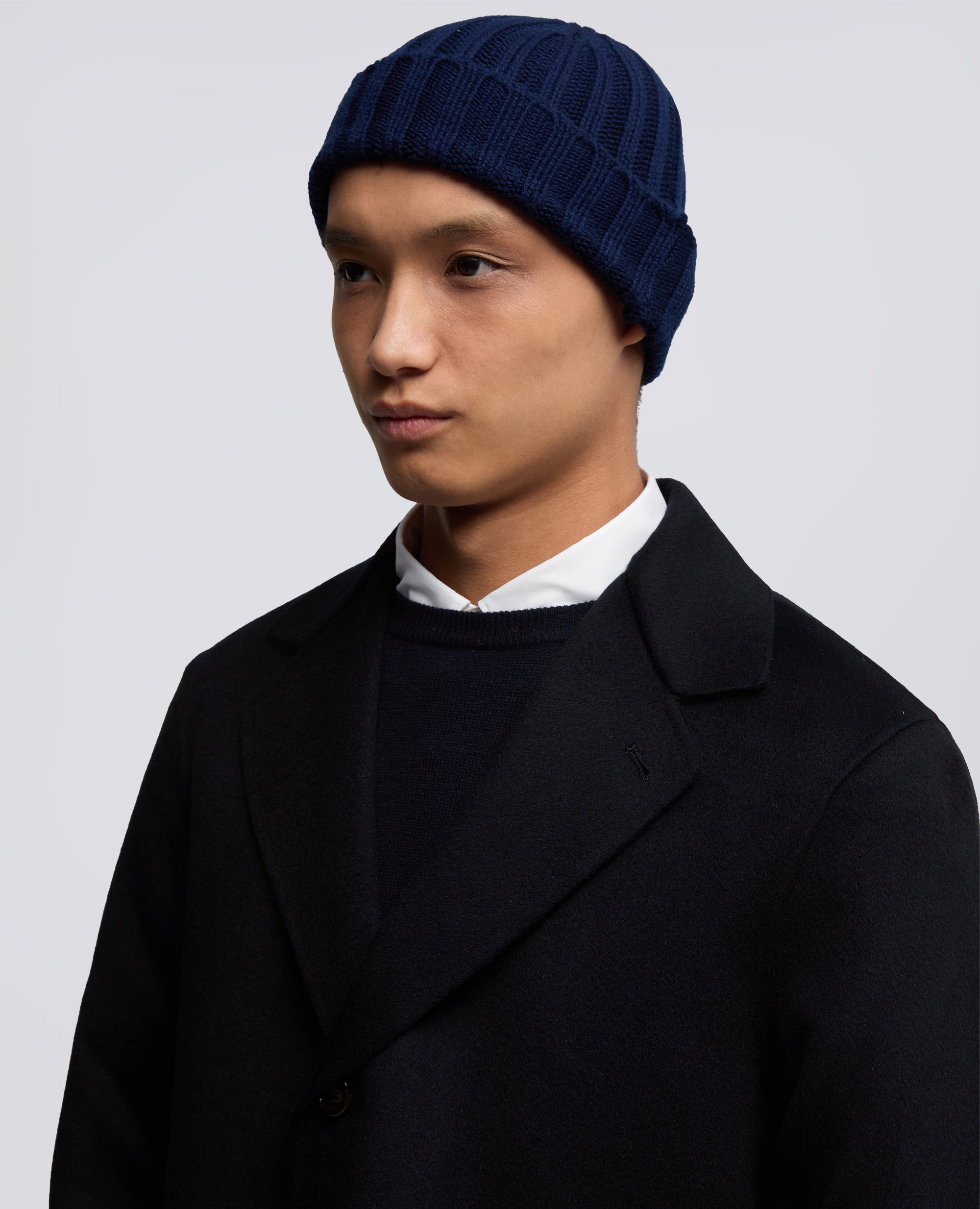 BONNET EN LAINE COTELEE - BLU - ASPESI