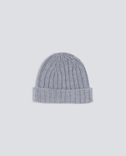 RIBBED WOOL BEANIE - GRIGIO - ASPESI