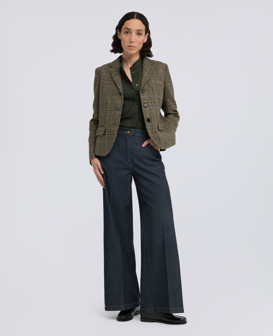 PANTALONE WIDE LEG IN DENIM DI COTONE - BLU - ASPESI