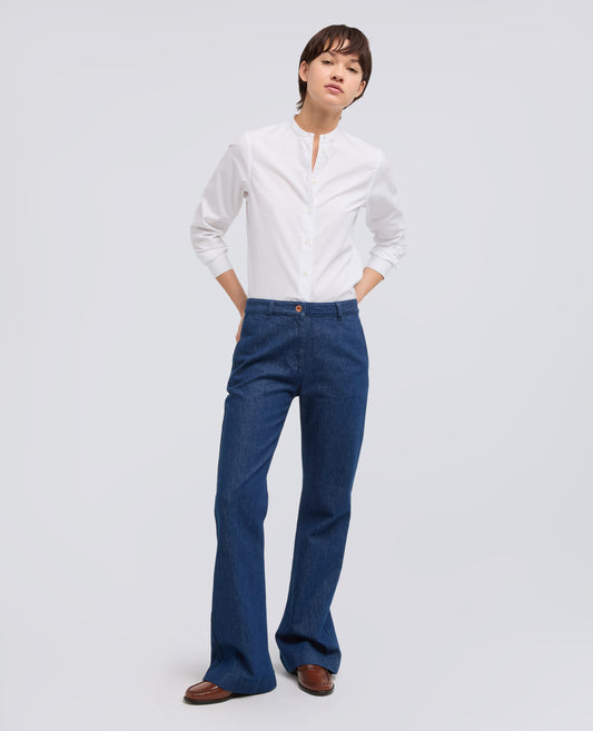 CAMICIA IN POPELINE DI COTONE CON COLLO ALLA COREANA - BIANCO - ASPESI