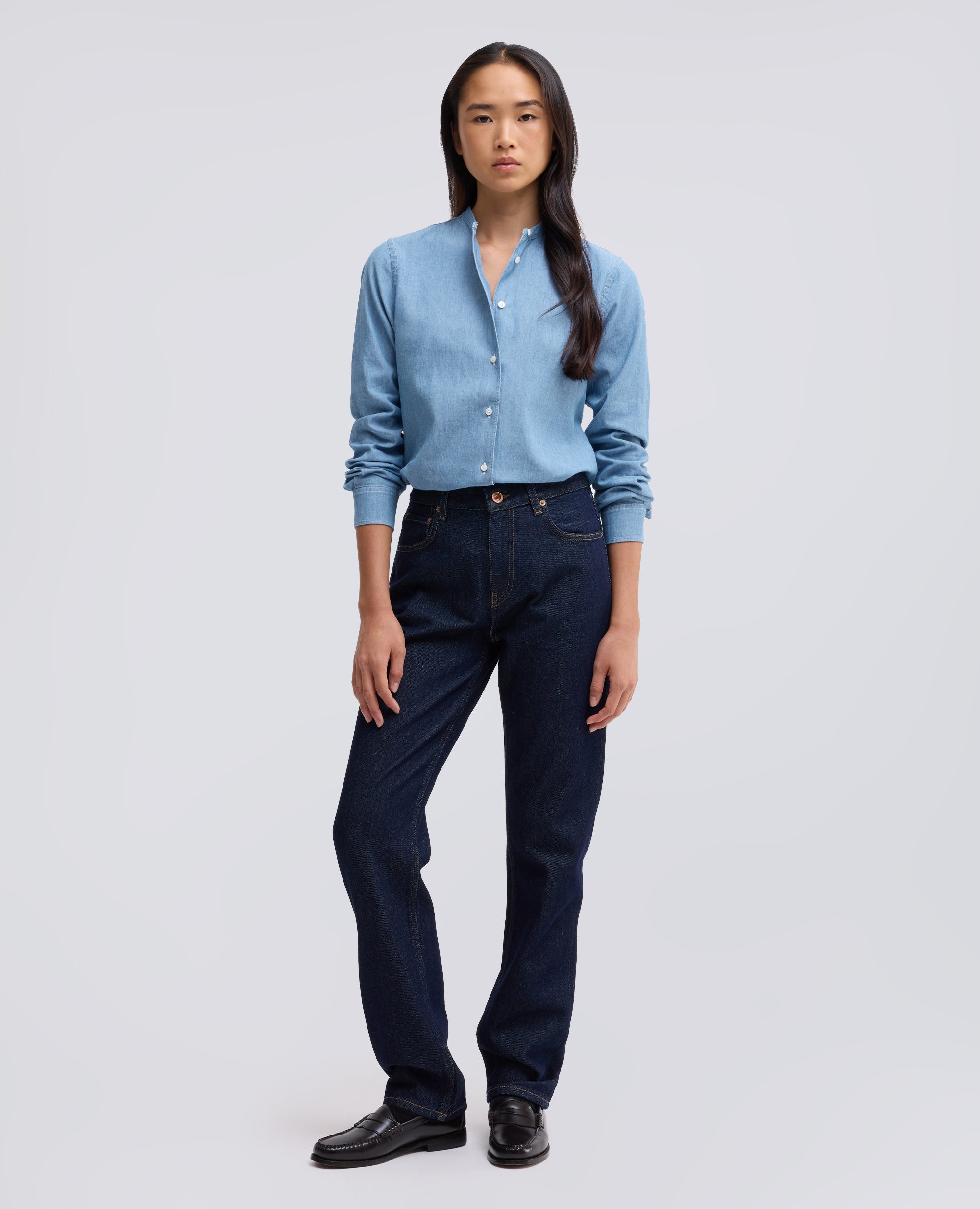 JAPANISCHES BAUMWOLLE-CHAMBRAY-HEMD - BLU - ASPESI