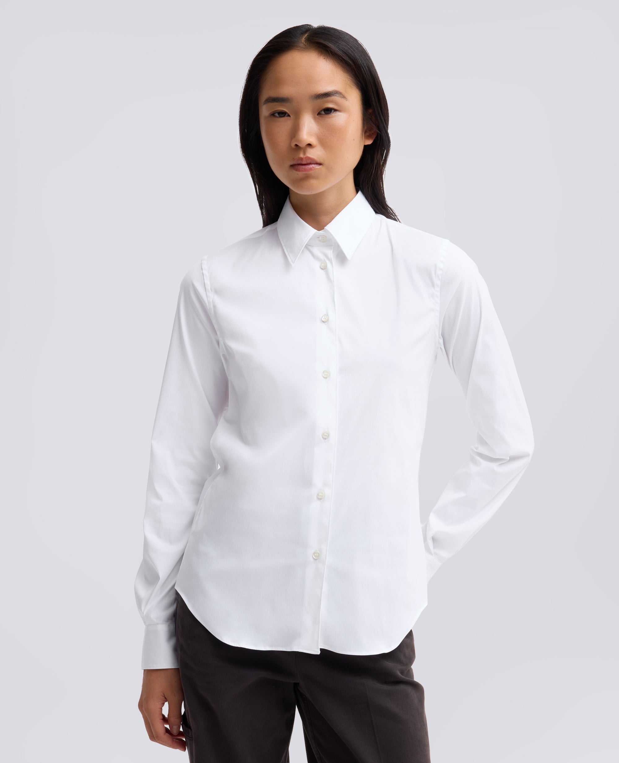 CAMISA DE POPELIN DE MEZCLA DE ALGODON ELASTICO - BIANCO - ASPESI