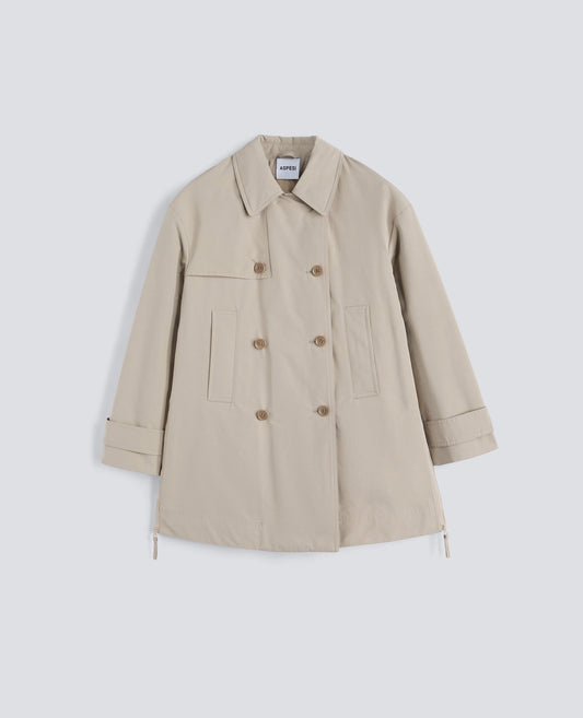 IMPERMEABLE SCARLETT SHORT EN MELANGE COTON - BEIGE - ASPESI