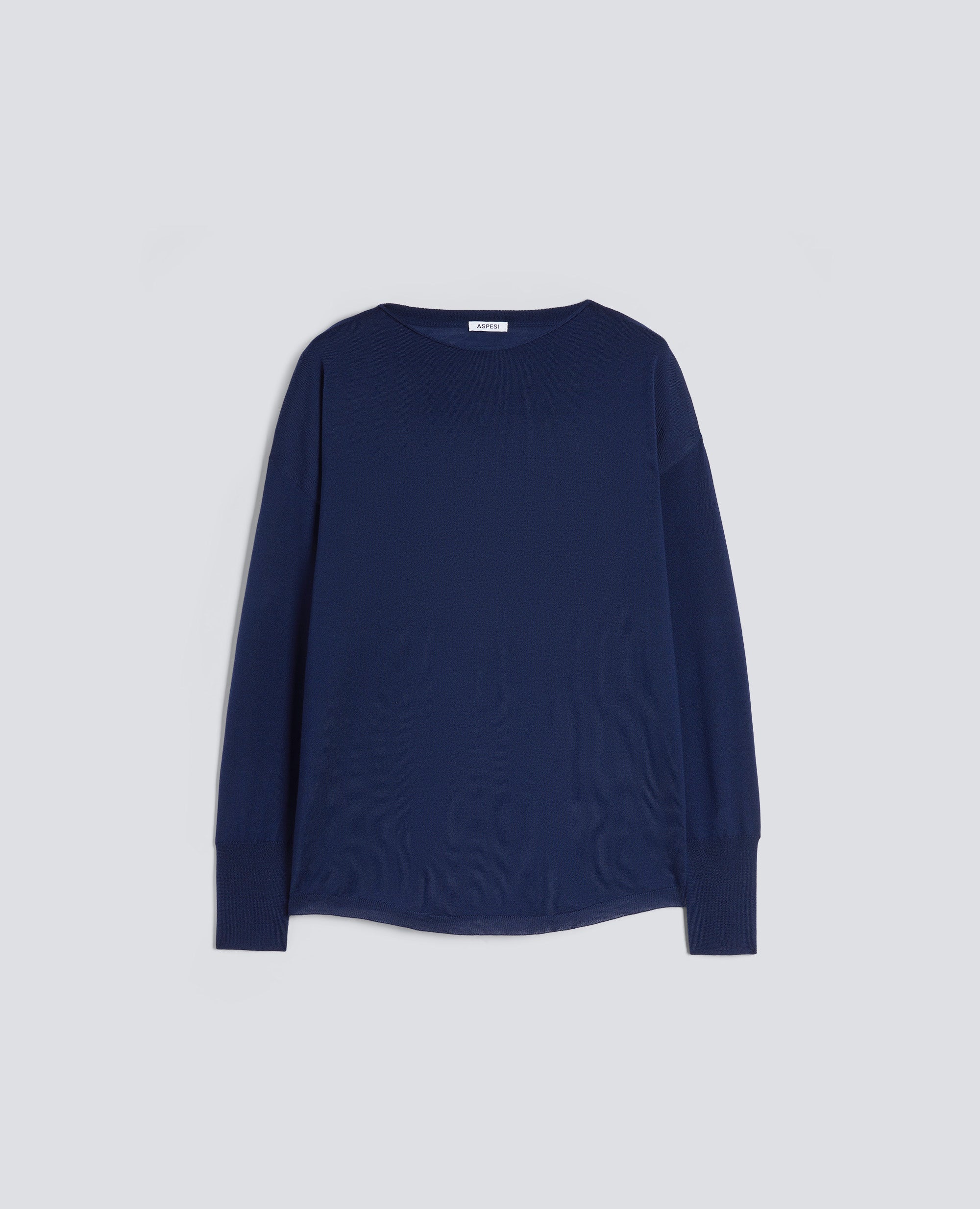 MAGLIA CON SCOLLO A BARCA - BLU - ASPESI