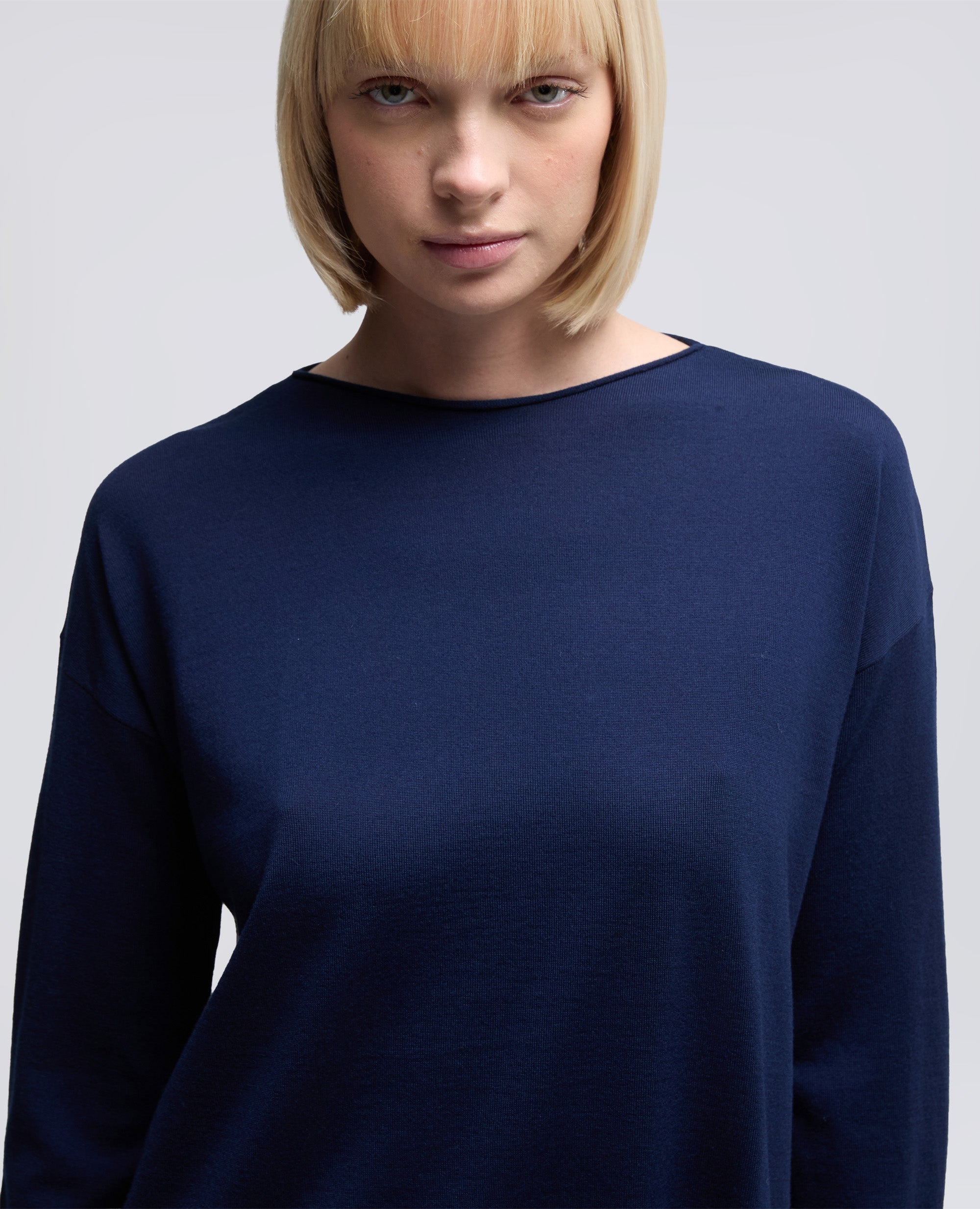 MAGLIA CON SCOLLO A BARCA - BLU - ASPESI