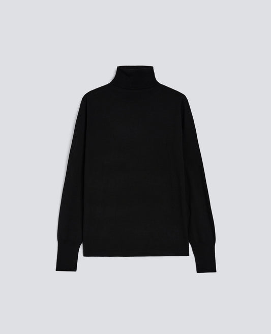 WOLL-ROLLKRAGENPULLOVER - NERO - ASPESI