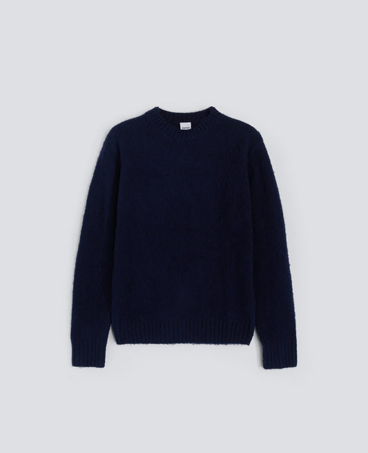 SHETLAND WOOL CREWNECK SWEATER - BLU - ASPESI