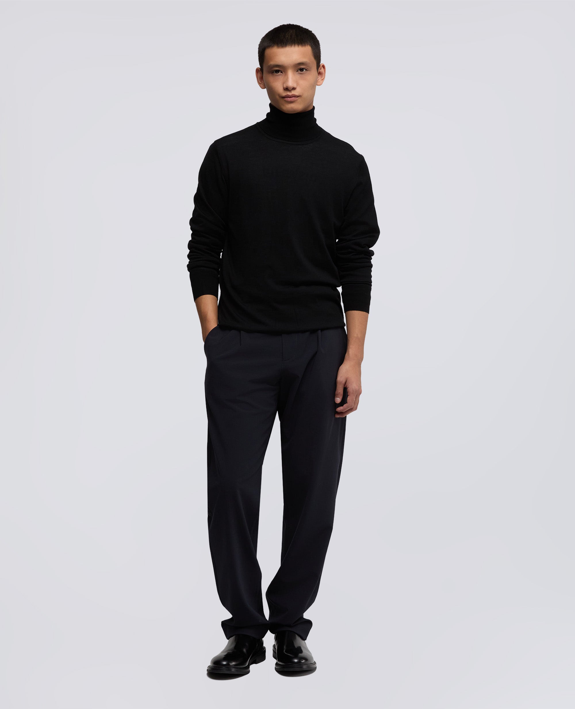 PULL ACOL ROULE EN LAINE MERINOS - NERO - ASPESI