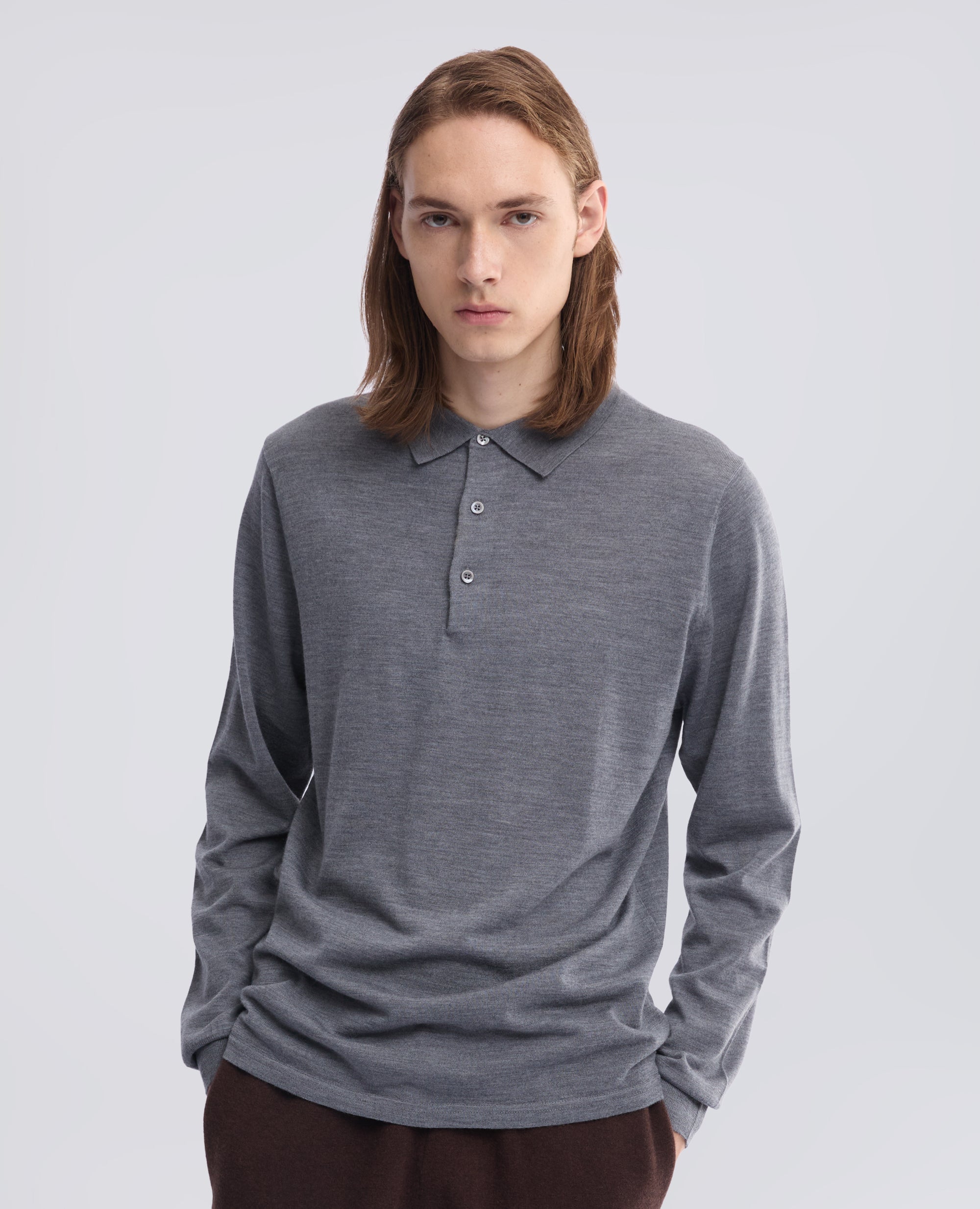 POLO A MANICHE LUNGHE - GRIGIO - ASPESI
