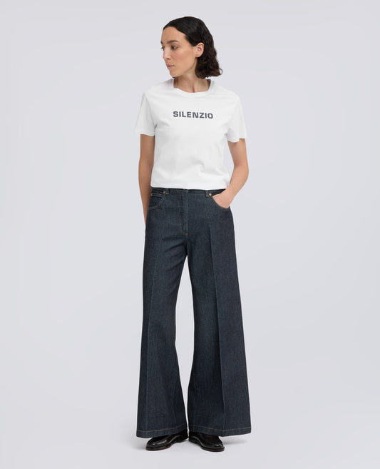 T-SHIRT IN JERSEY DI COTONE CON STAMPA -SILENZIO- - BIANCO - ASPESI