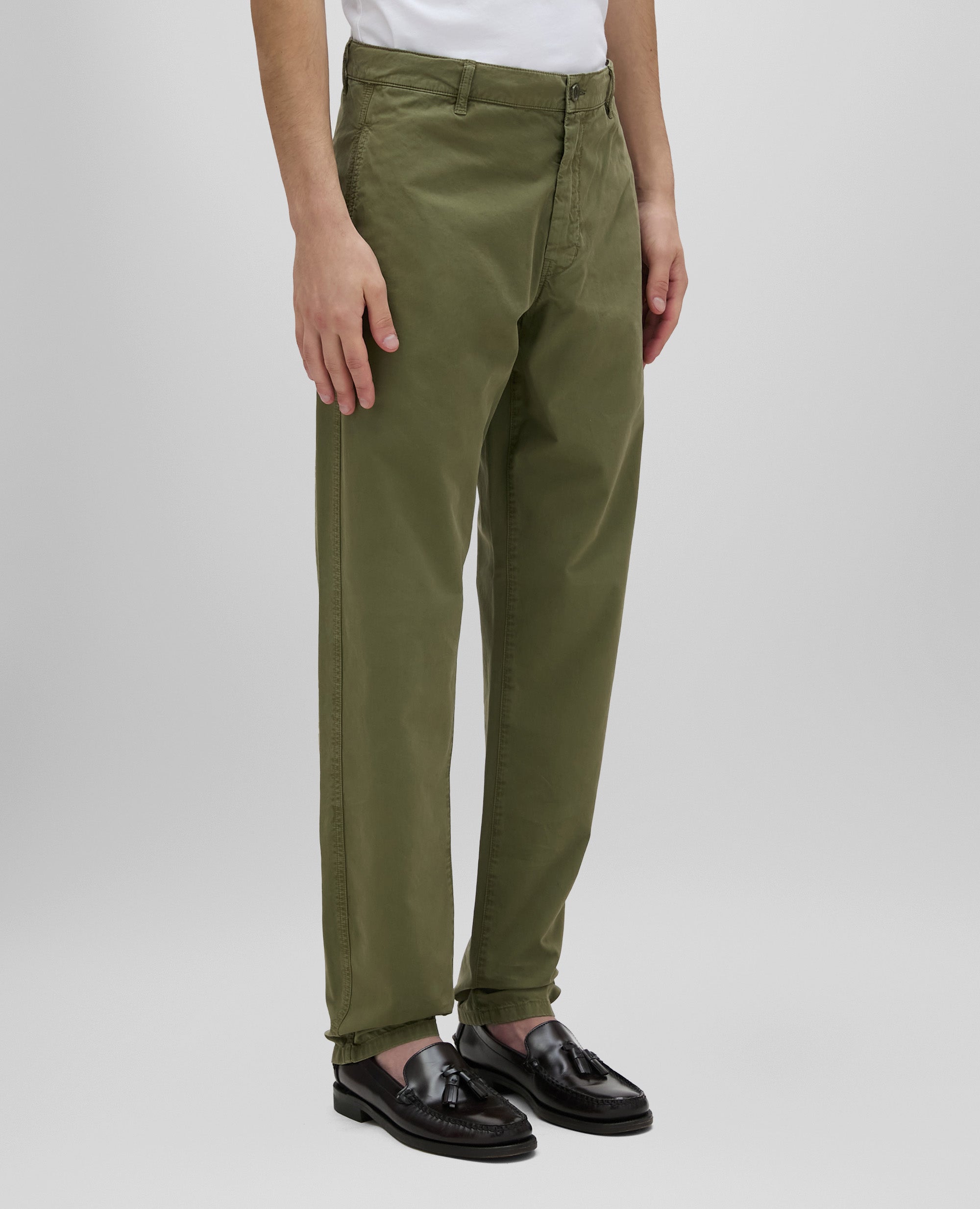 PANTALON CHINO EN GABARDINE DE COTON - VERT - ASPESI