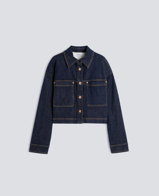 BAUMWOLL-DENIM-JACKE - BLAU - ASPESI