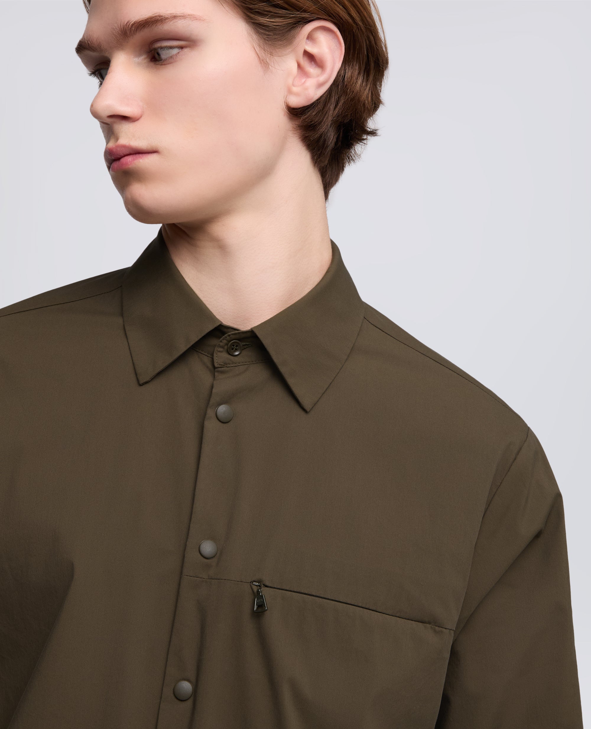 CAMICIA IN POPELINE COTONE-NYLON STRETCH - VERDE - ASPESI