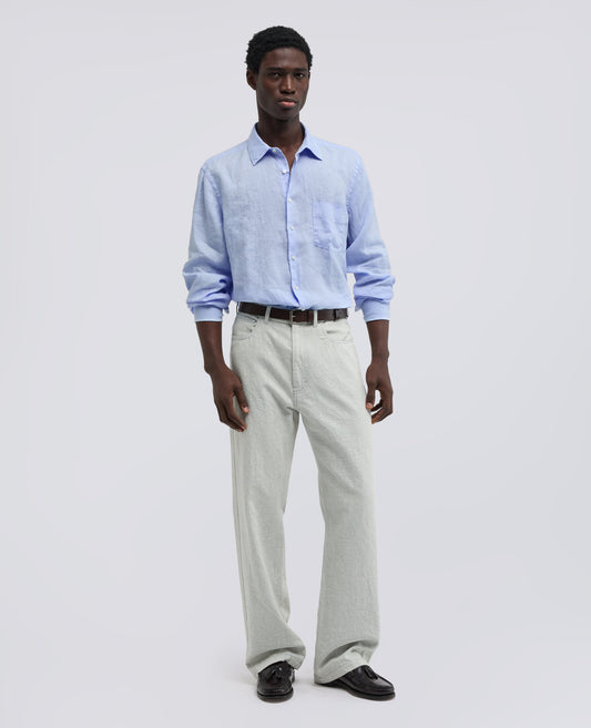 CAMICIA IN LINO LEGGERO CON TASCHINO - AZZURRO - ASPESI