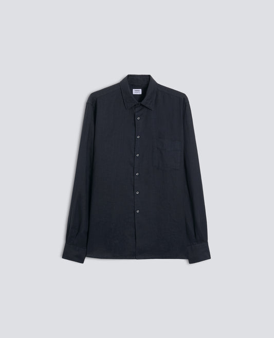 CAMICIA IN LINO LEGGERO CON TASCHINO - BLU - ASPESI