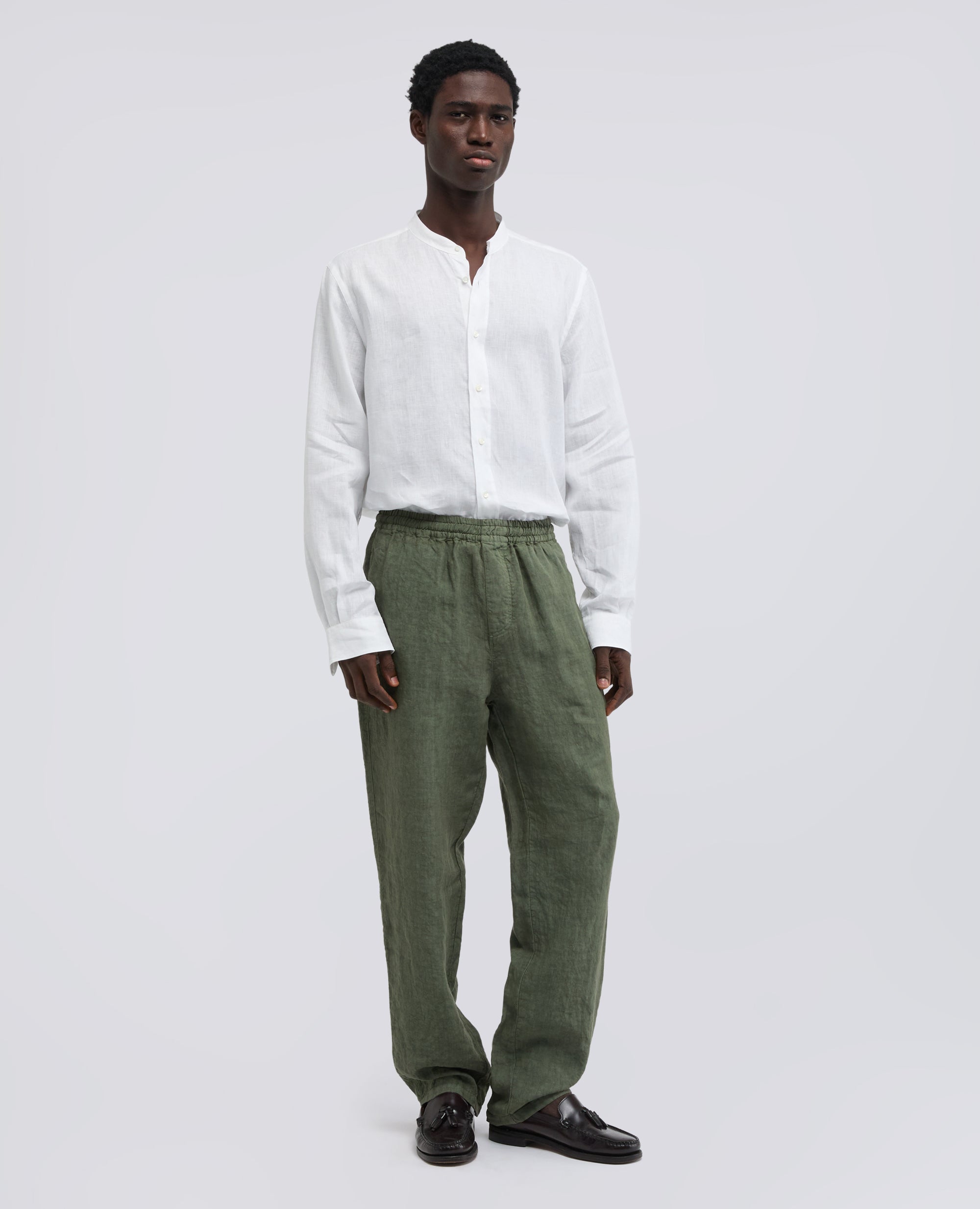 MANDARIN SHIRT IN LIGHT LINEN - BIANCO - ASPESI