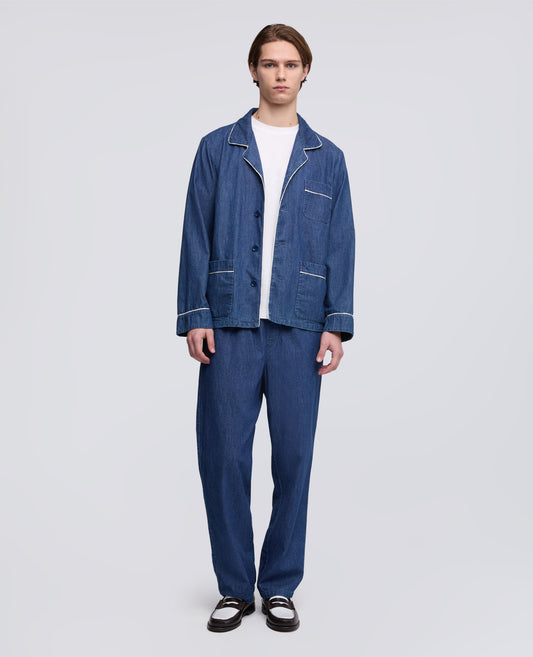 LIGHTWEIGHT DENIM PAJAMA JACKET - BLU - ASPESI