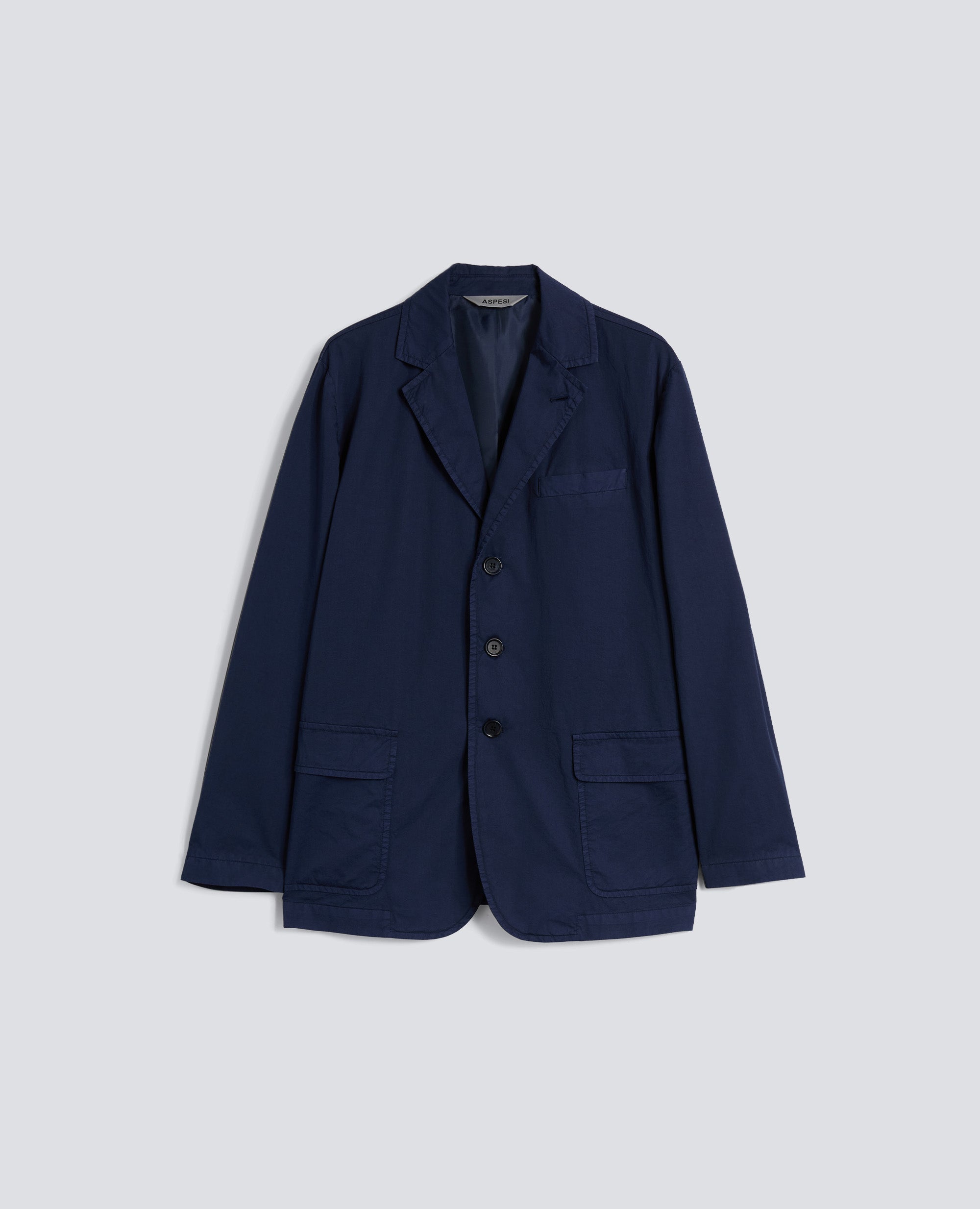 BLAZER IN MICRO TWILL DI COTONE TINTO CAPO - BLU - ASPESI