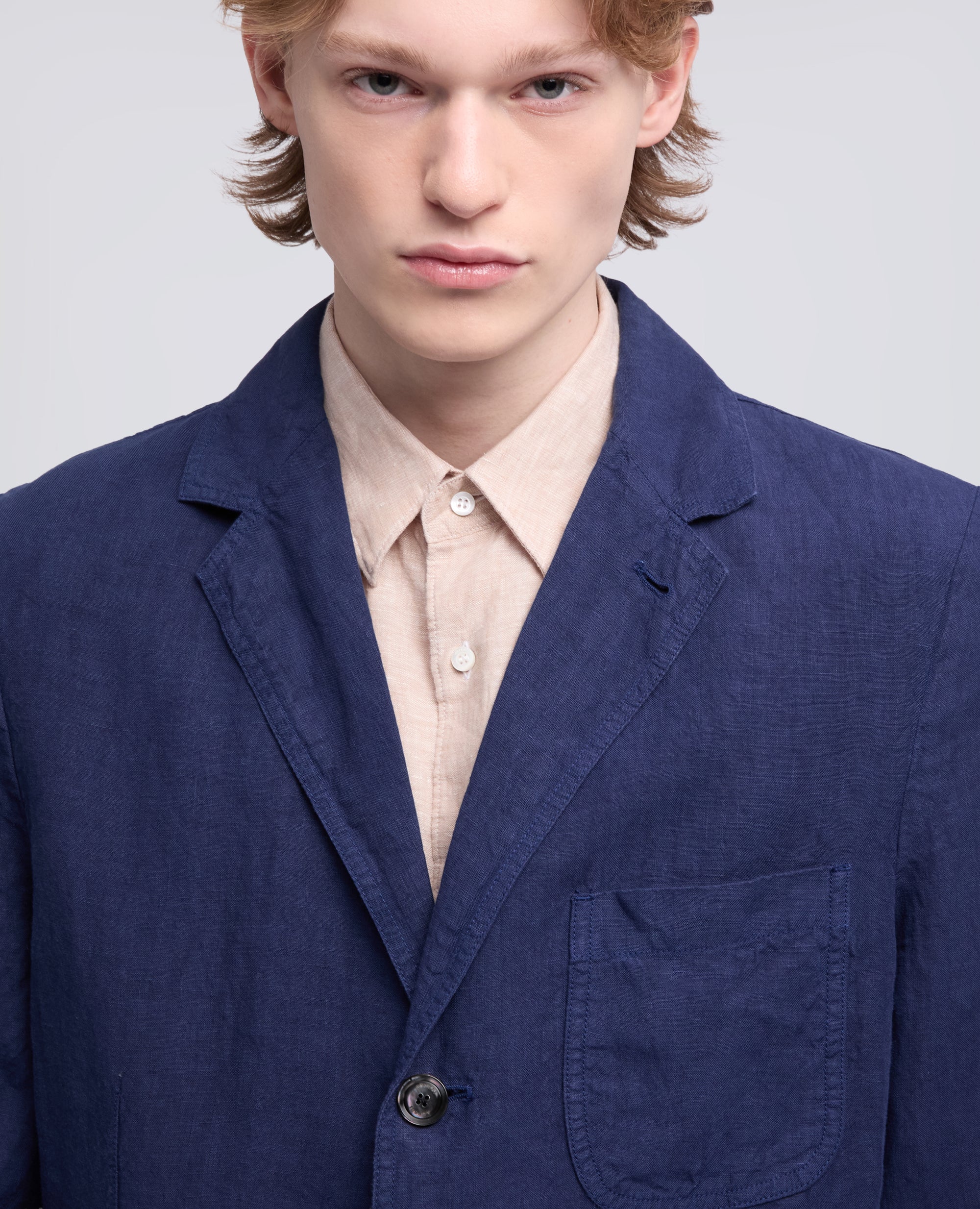 UNGEFUTTERTER LEINENBLAZER - BLAU - ASPESI