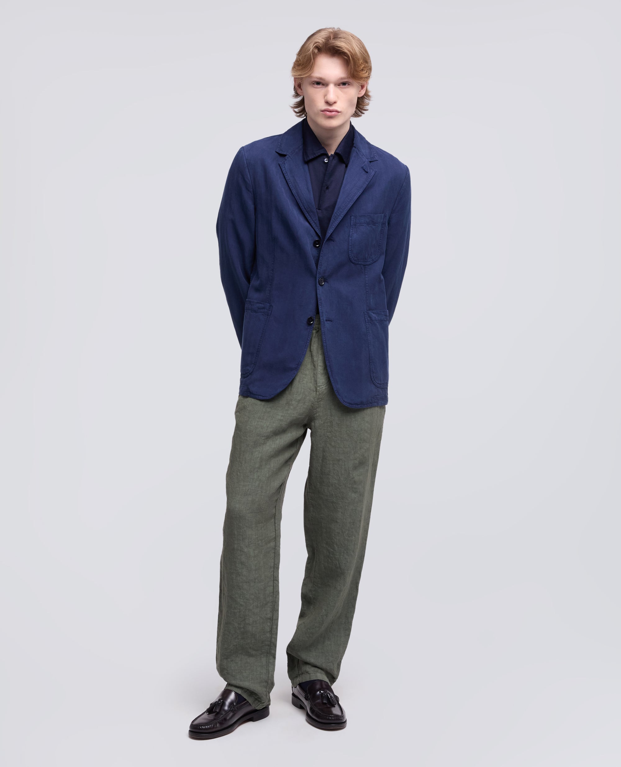 BLAZER SAMURAKI EN ESPIGA EN LINO LIOCELOSO Y ALGODON TENIDO CON PRENDAS - BLU - ASPESI