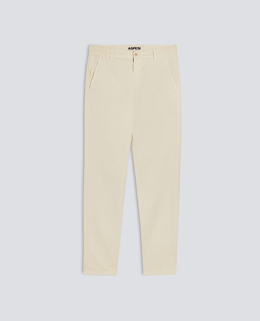 CHINO TROUSERS IN COTTON AND LINEN GABARDINE - BEIGE - ASPESI