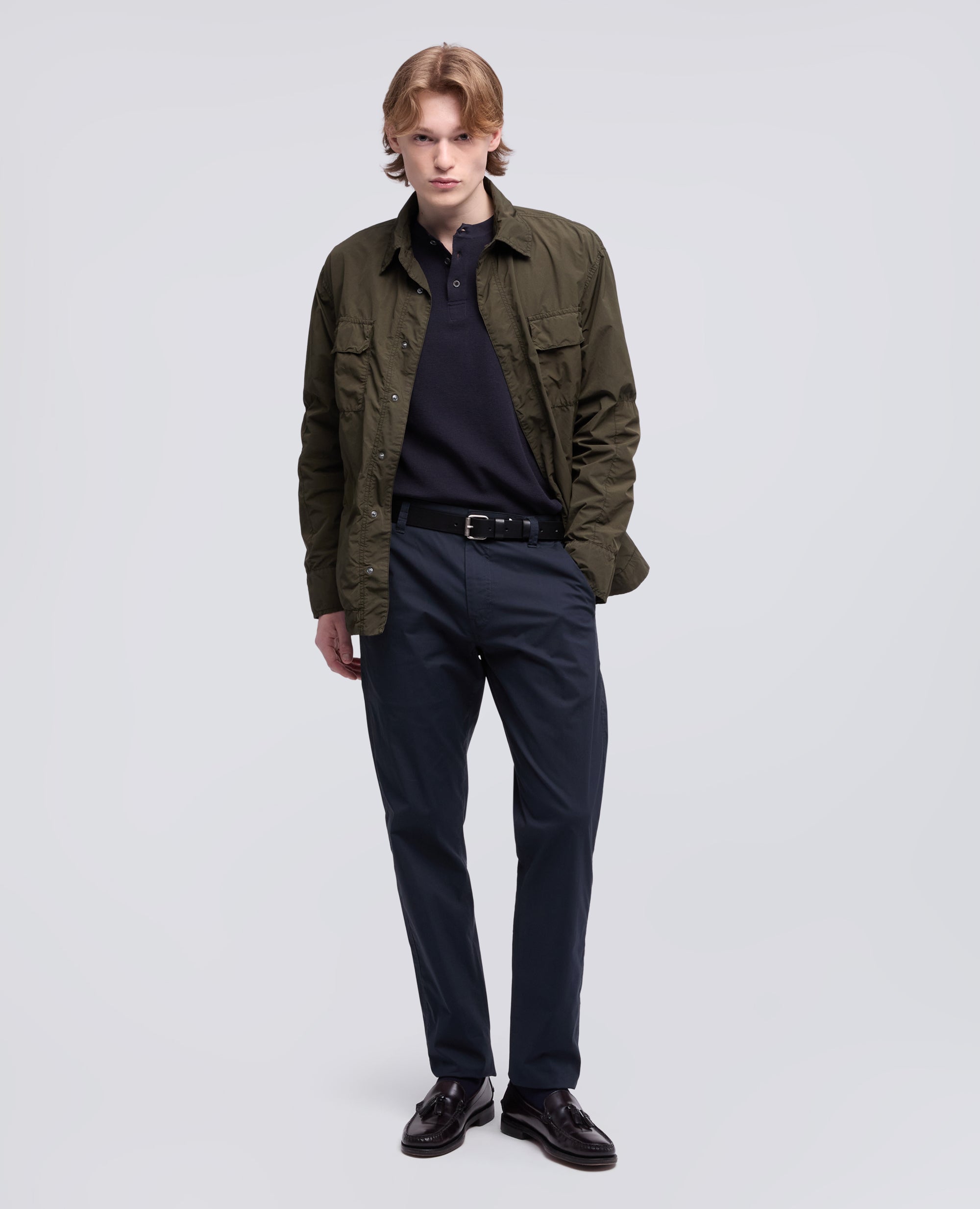 CHINO-HOSEN AUS BAUMWOLL- UND LEINEN GABARDINE - BLU - ASPESI
