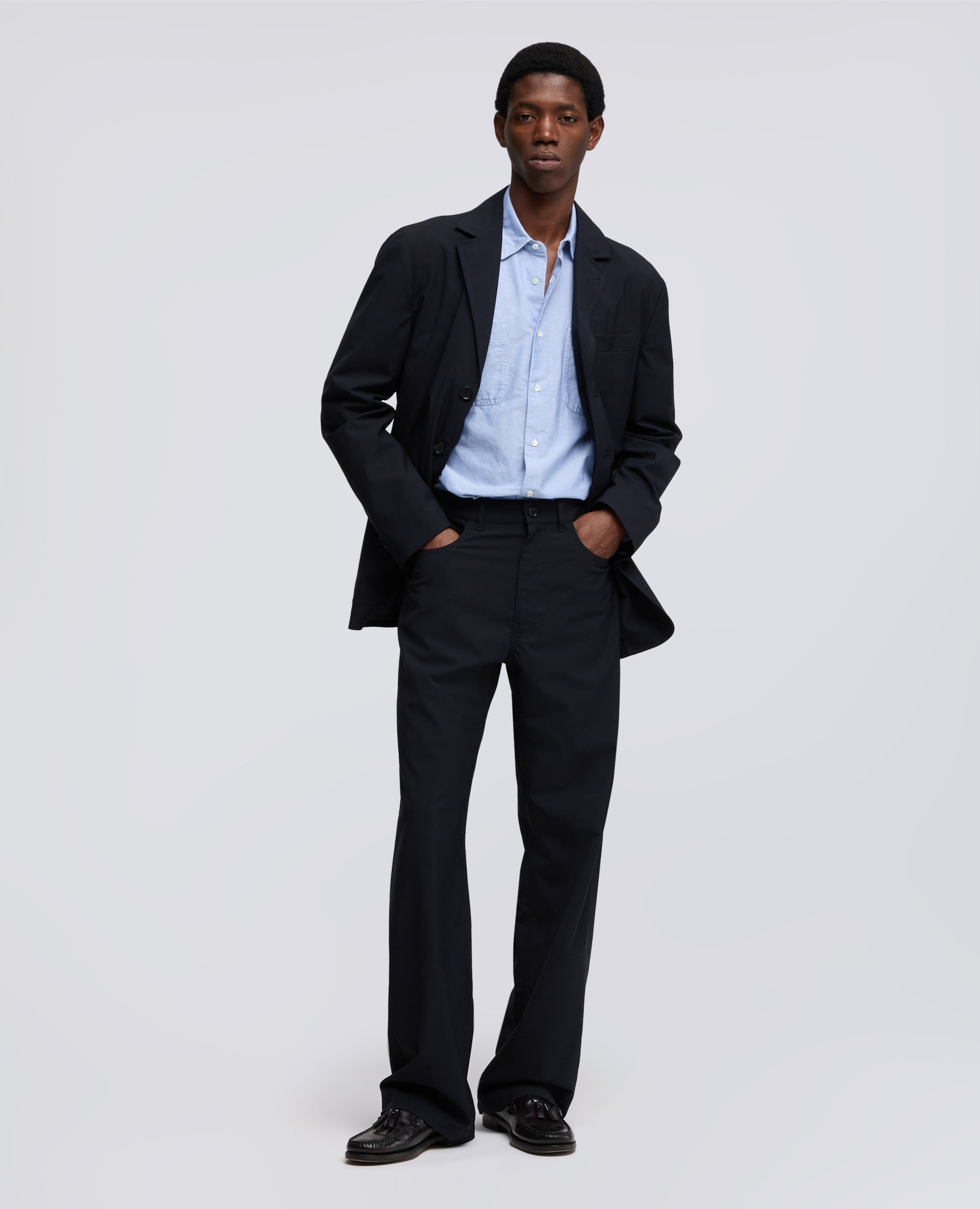 WOLL-CANVAS-HOSEN  POLYESTER - BLU - ASPESI