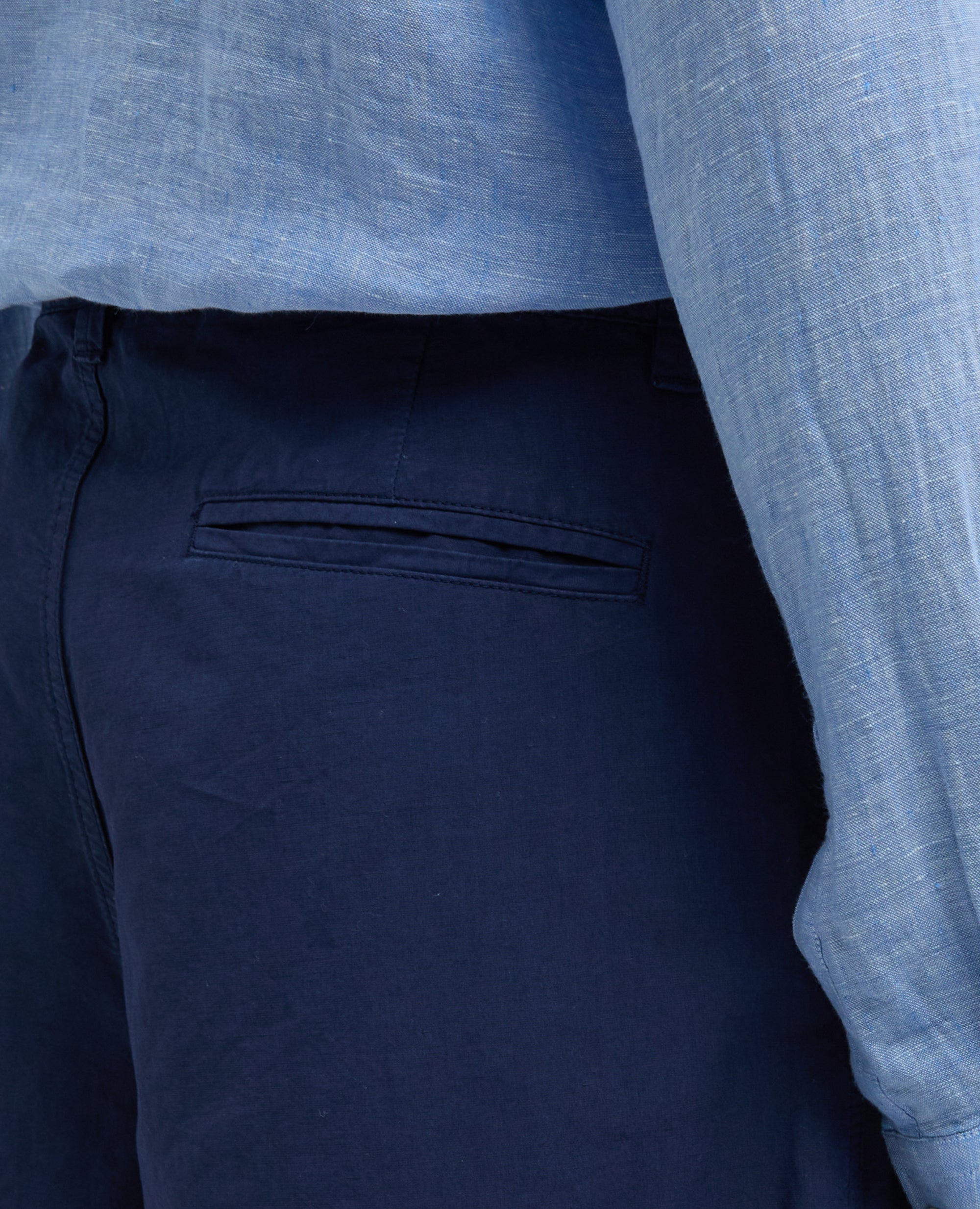 PANTALONES CORTOS BERMUDAS DE ALGODON Y LINO - BLU - ASPESI