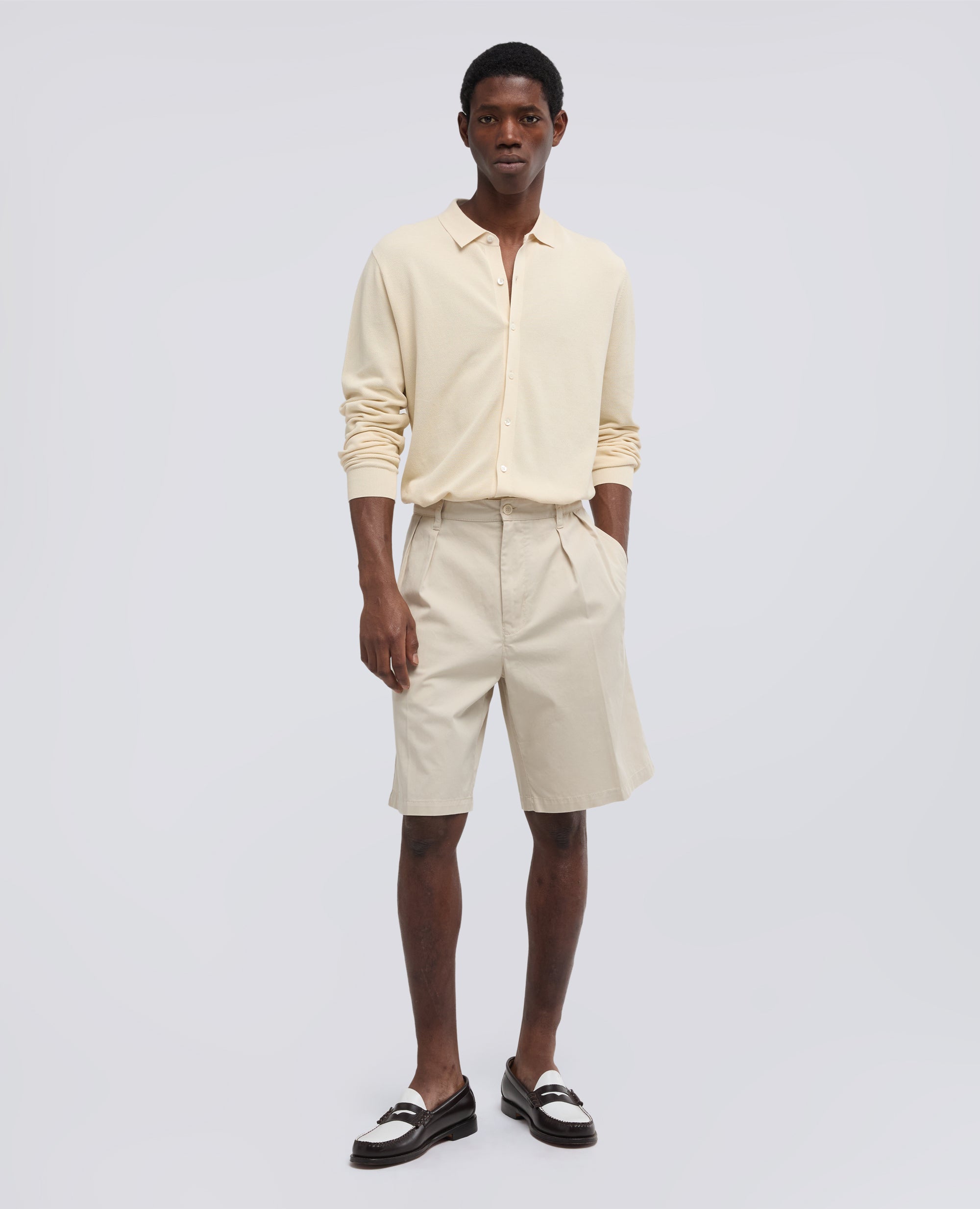 BERMUDA DOPPIA PINCE IN MICRO TWILL DI COTONE - BEIGE - ASPESI
