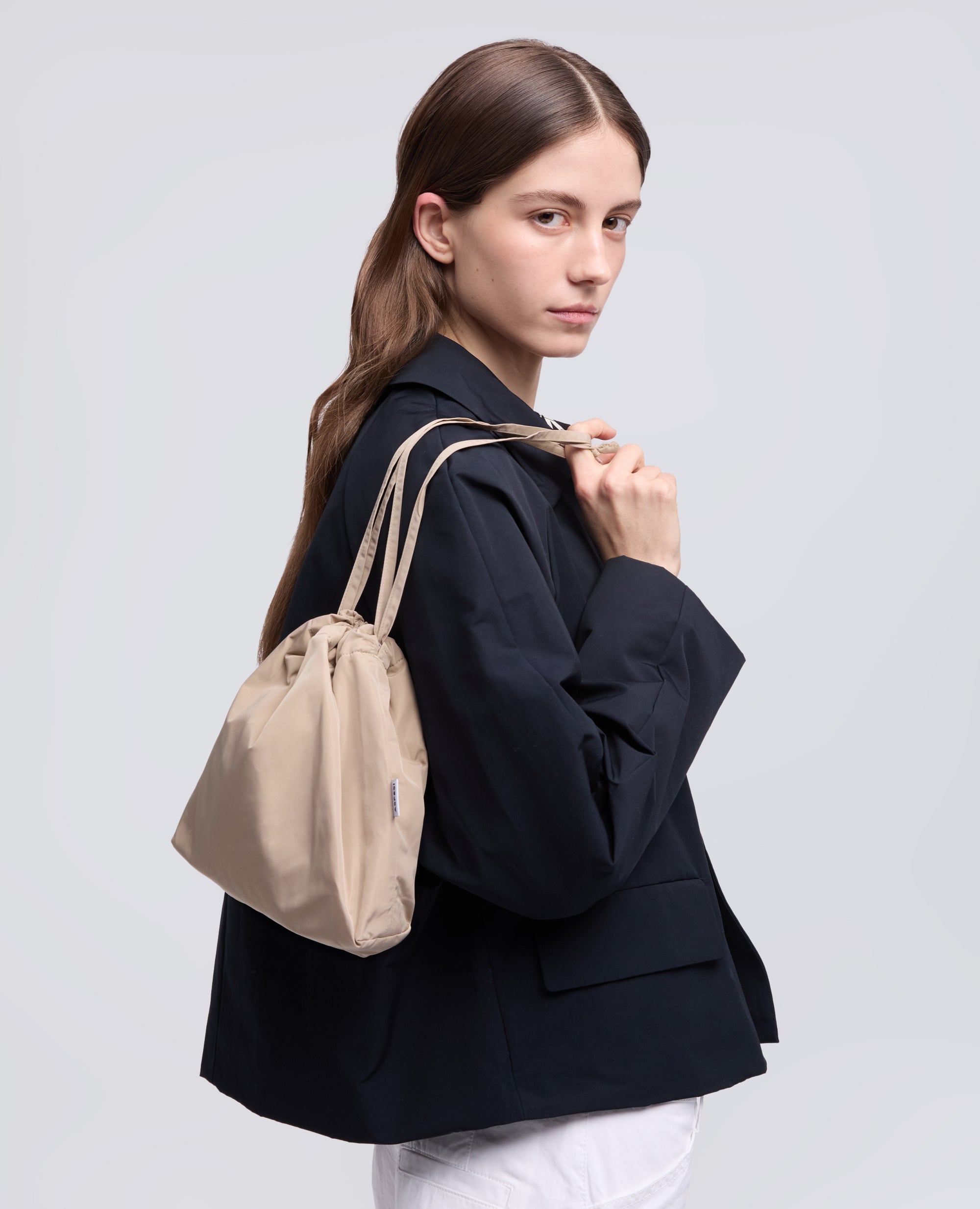 BORSA A SACCHETTO CON TRACOLLA - BEIGE - ASPESI