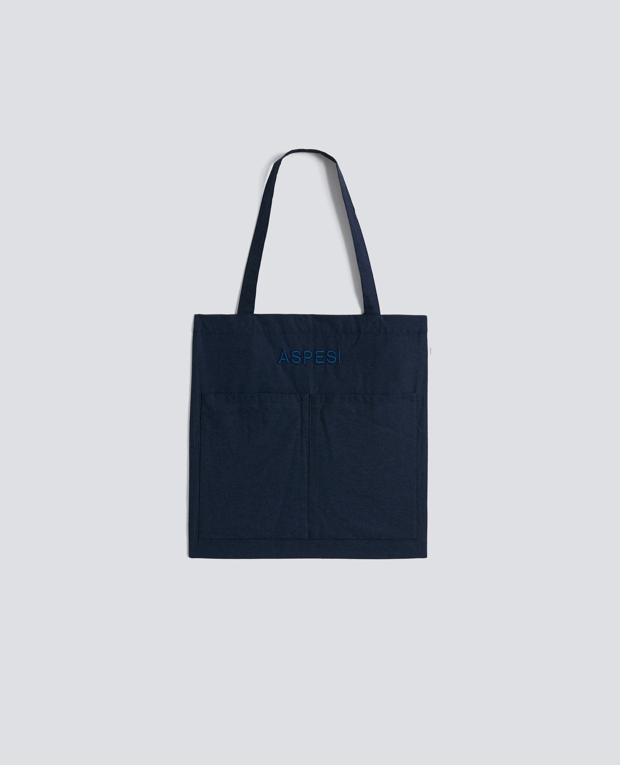 BORSA SHOPPING IN COTONE EFFETTO CHAMBRAY - BLU - ASPESI