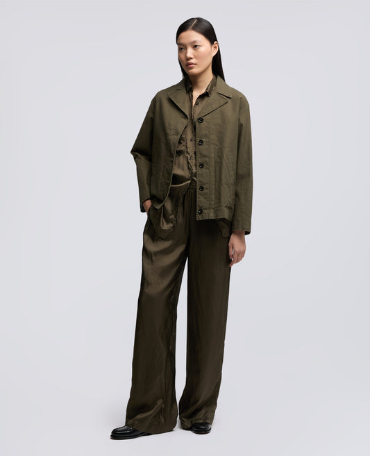 PANTALONE IN TWILL DI VISCOSA LAVATO - VERDE - ASPESI