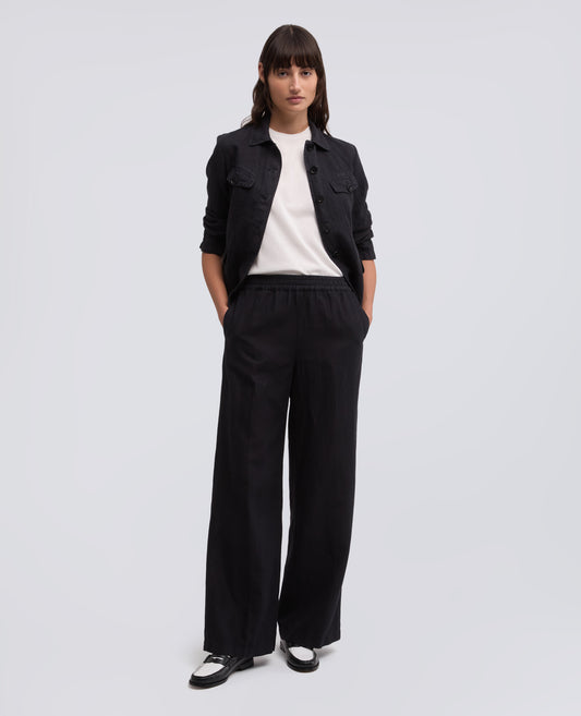 PANTALONE IN GABARDINE IN COTONE E LINO FIAMMATO TINTO CAPO - BLU - ASPESI