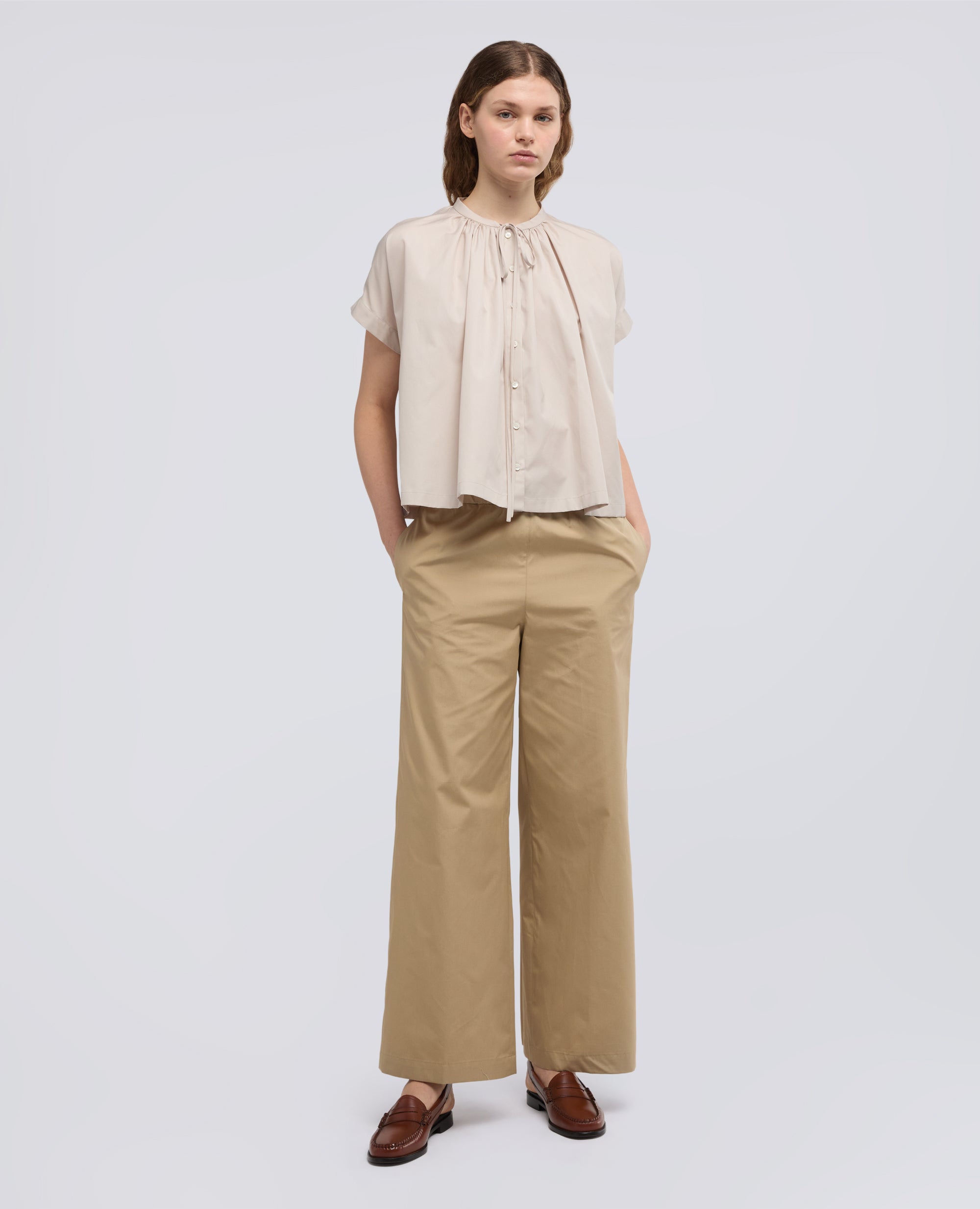 PANTALONE IN POPELINE DI COTONE - BEIGE - ASPESI