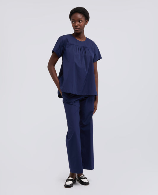 PANTALON EN COTON POPELINE - BLU - ASPESI